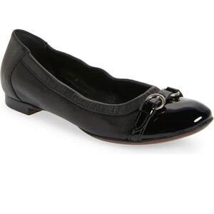 Attilio Giusti Leombruni Monika Cap Toe Ballet Flat In Black & Navy size 38 /7.5